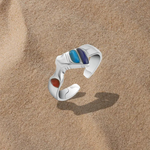 Pharaonic-inspired sterling silver knuckle ring featuring Nefertiti - Multi Color - Rings