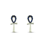 Pharaonic Key Of Life 925 Silver Earrings - Blue - Earrings