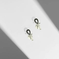 Pharaonic Key Of Life 925 Silver Earrings - Blue - Earrings