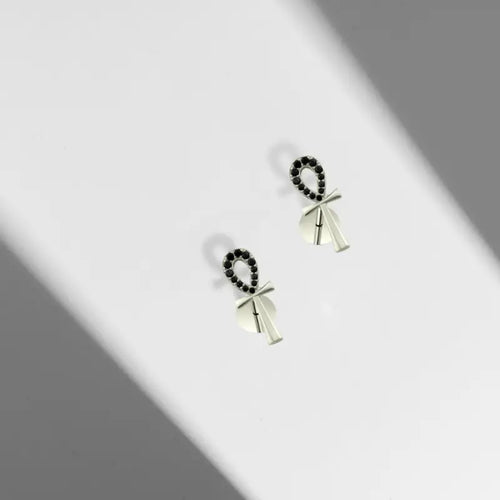 Pharaonic Key Of Life 925 Silver Earrings - Blue - Earrings