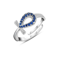 Pharaonic Key Of Life 925 Silver Ring - Blue - Rings