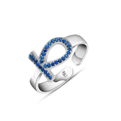 Pharaonic Key Of Life 925 Silver Ring - Blue - Rings