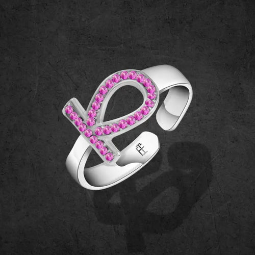 Pharaonic Key Of Life 925 Silver Ring - Red - Rings