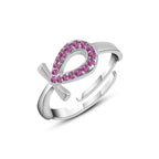 Pharaonic Key Of Life 925 Silver Ring - Red - Rings