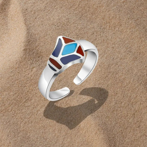 Pharaonic Lotus 925 Silver Ring - Multi Color - Rings