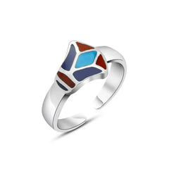 Pharaonic Lotus 925 Silver Ring - Multi Color - Rings
