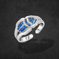 Pharaonic Scarab 925 Silver Ring - Blue - Rings