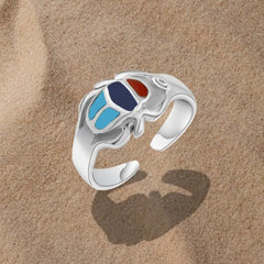 Pharaonic Scarab 925 Silver Ring - Multi Color - Rings