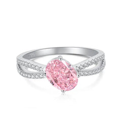 Pink Circle Ice Crushed 925 Silver Ring - Rings