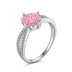 Pink Circle Ice Crushed 925 Silver Ring - Rings