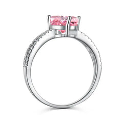 Pink Circle Ice Crushed 925 Silver Ring - Rings