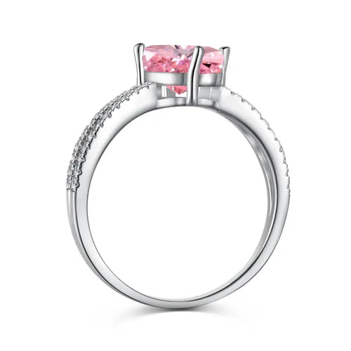 Pink Circle Ice Crushed 925 Silver Ring - Rings
