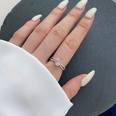 Pink Circle Ice Crushed 925 Silver Ring - Rings