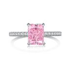 925 sterling silver ring featuring a pink ice-crushed texture with zirconia stones, adding radiant beauty.