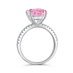 Pink Ice crushed Zirconia Square 925 Silver Ring - fathyibrahim