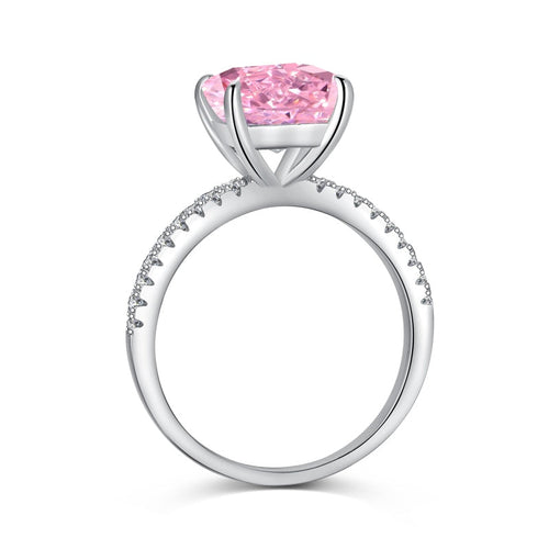 Pink Ice crushed Zirconia Square 925 Silver Ring - fathyibrahim