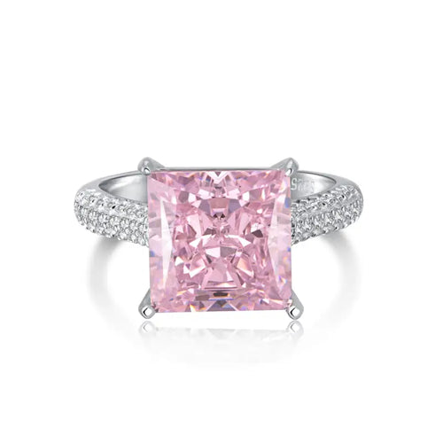 Pink Radiant Ice Crushed 925 Silver Ring - Rings
