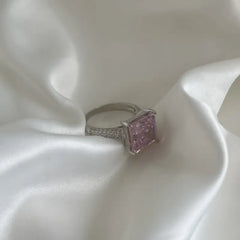 Pink Radiant Ice Crushed 925 Silver Ring - Rings