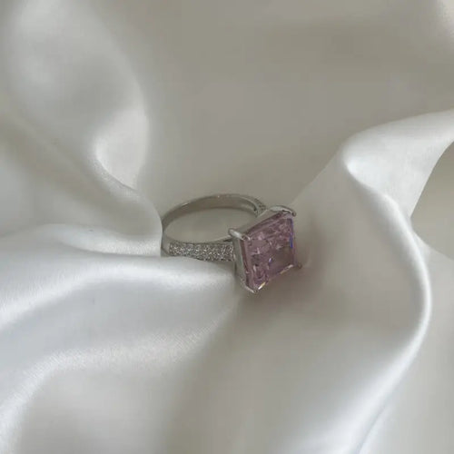 Pink Radiant Ice Crushed 925 Silver Ring - Rings