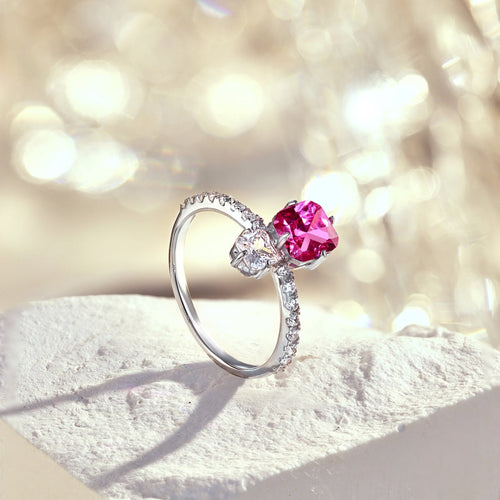 Pink Shiny Zircon 925 Silver Ring - fathyibrahim