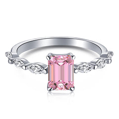 925 sterling silver ring featuring a pink zircon, offering a delicate and sparkling touch to any outfit.