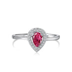 Pink Zircon Pear - 925 Silver Ring - Red - Rings