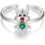 Platinum-plated reindeer ring - 925 sterling silver
