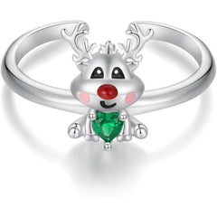 Platinum-plated reindeer ring - 925 sterling silver