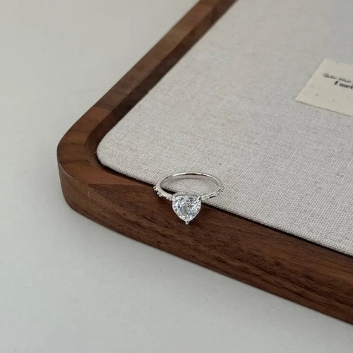 Radiant Heart - 925 Silver Ring - Transparent / 8 - Rings