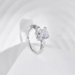 Radiant zircon stone ring - 925 Silver Ring - Transparent - Rings
