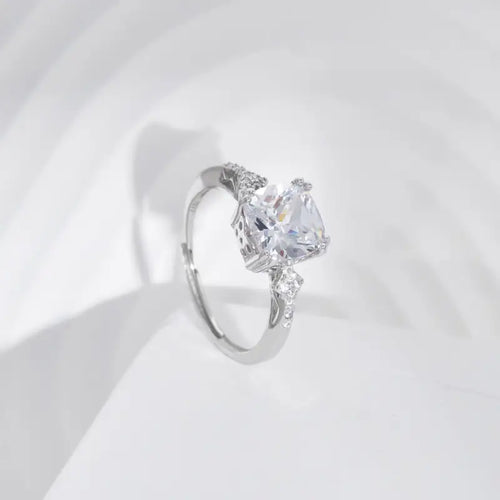 Radiant zircon stone ring - 925 Silver Ring - Transparent - Rings