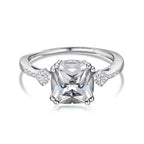 Radiant zircon stone ring - 925 Silver Ring - Transparent - Rings