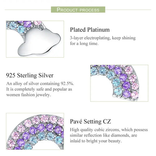 Rainbow 925 Silver Earrings - Multi Color