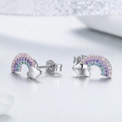 Rainbow 925 Silver Earrings - Multi Color