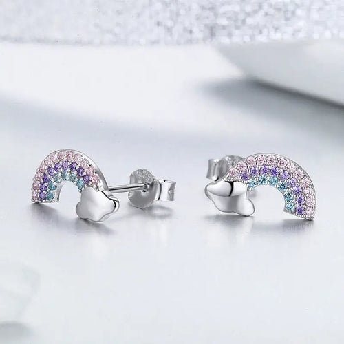 Rainbow 925 Silver Earrings - Multi Color