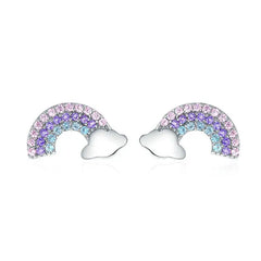 Rainbow 925 Silver Earrings - Multi Color