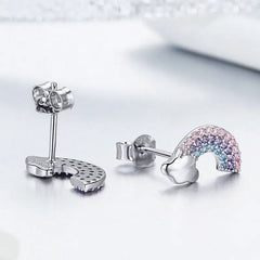 Rainbow 925 Silver Earrings - Multi Color