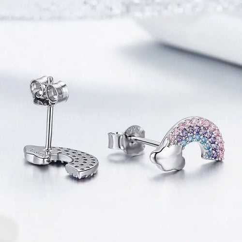 Rainbow 925 Silver Earrings - Multi Color