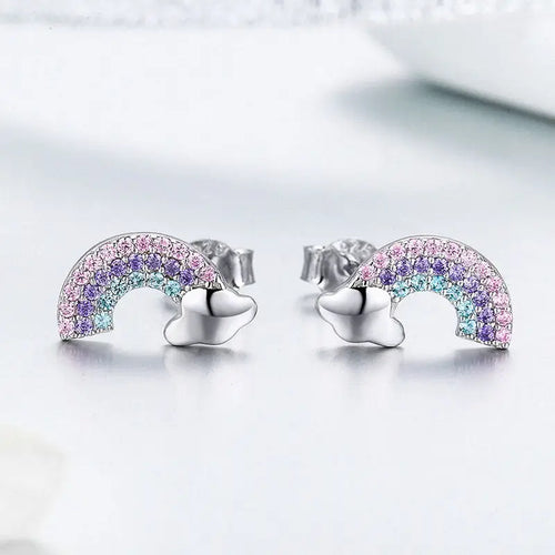 Rainbow 925 Silver Earrings - Multi Color