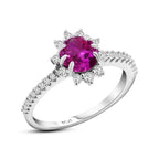 Red Sapphire 925 Silver Ring - Red / 7 - Rings