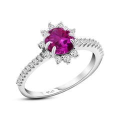 Red Sapphire 925 Silver Ring - Red / 7 - Rings