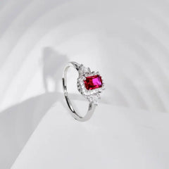 Red Zircon 925 Silver Ring - Red / ِAdjustable - Rings