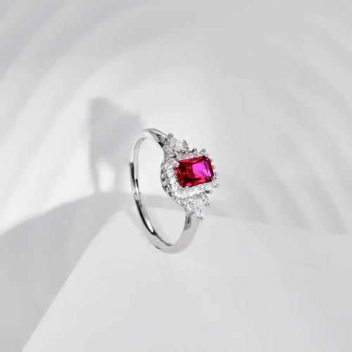 Red Zircon 925 Silver Ring - Red / ِAdjustable - Rings