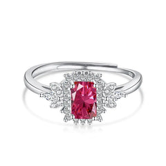 Red Zircon 925 Silver Ring - Red / ِAdjustable - Rings