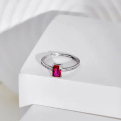 Red Zircon ring - 925 Sterling Silver - Red - Rings