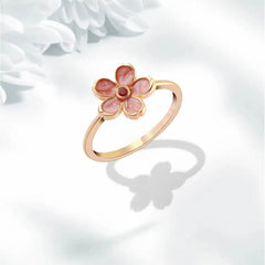 Resin Flower 925 Silver Ring - Rings