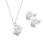 Resin Rose 925 Silver Set - White - Sets