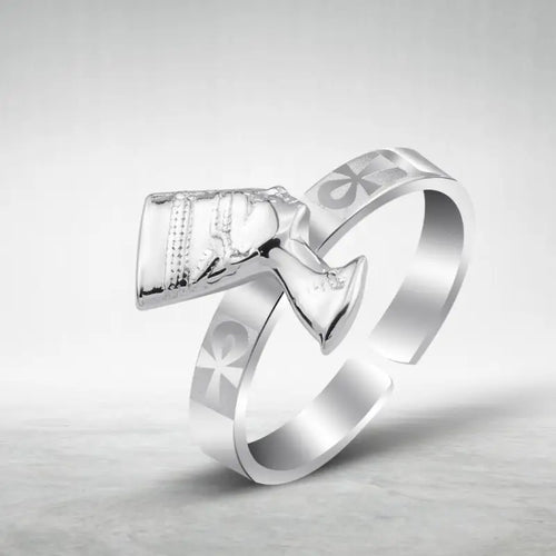 Ring 925 Sterling Silver Adorned With The Bust Of Queen Nefertiti - Rings
