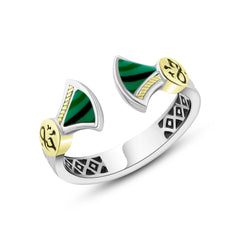 ring 925 Sterling Silver Inspired by the Pharaonic lotus flower - Green - Rings