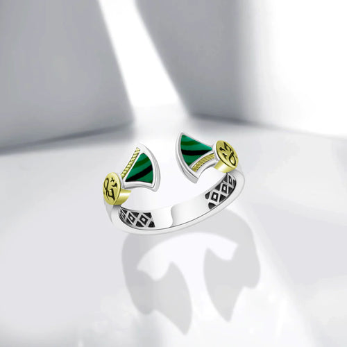ring 925 Sterling Silver Inspired by the Pharaonic lotus flower - Green - Rings